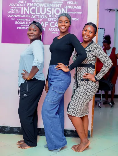 Participants posing after fashion show