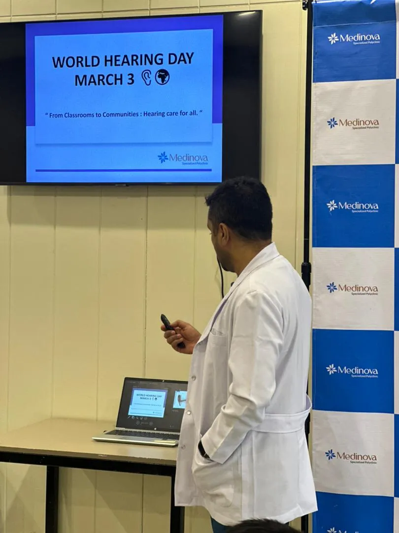 Healthcare professional teaching about hearing health